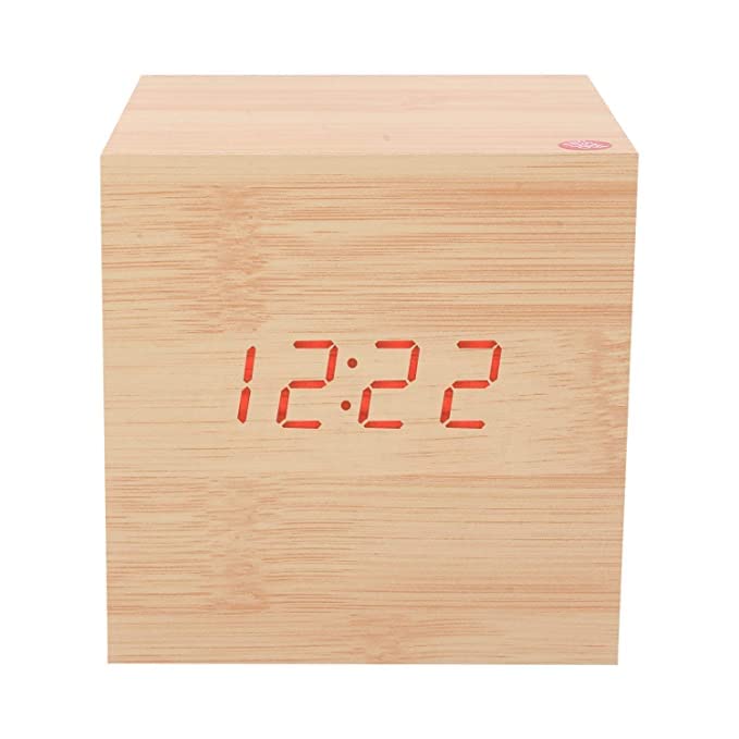 Buy Wooden Digital Mini Cube Alarm Clock with Intelligent Induction