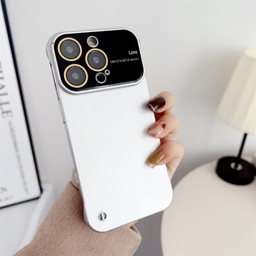 Coque iPhone 14 Pro Max sans cadre avec protection objectif intégrée en PC rigide blanc