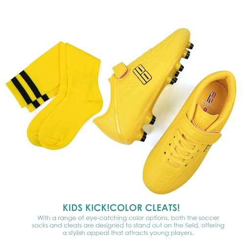 Image of brooman Kids Firm Ground Soccer Cleats Boys Girls Football Cleats with Soccer Socks