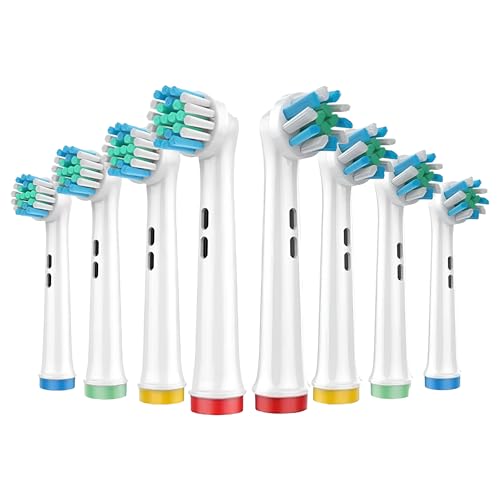 8 Pack Toothbrush Heads Compatible with Braun Oral B Electric Toothbrushes - 4X Precision Clean and 4X Cross Action Replacement Oral B Toothbrush Head by DentaPro
