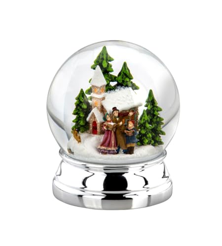 Hermann Bauer jun. Kollektion Palla di neve natalizia classica, argento, vetro, diametro 10,0 cm, altezza 12,0 cm