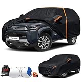 Toyota 4Runner Car Cover Waterproof All-Weather with Windshield Sun Shade and Breathable Vents,Driver Door Zipper,Heavy Duty UV-Resistant (Includes a Towel)