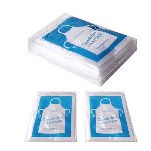 23 x 37 inches Clear Polyethylene Waterproof Disposable Aprons For Cooking, Serving, Painting or Dish-Washing-100pcs