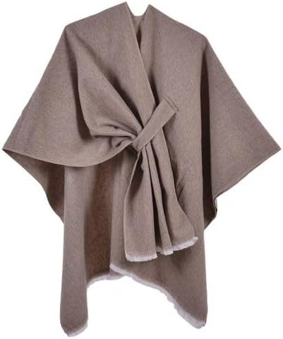 DiaryLookWomen's Printed Shawl Wrap Open Poncho Cape (B#Coffee)