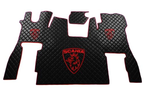 Tapis de sol Scania S 2017+ KRAM-TRUCK en caoutchouc avec fil noir et rouge pour siège fixe