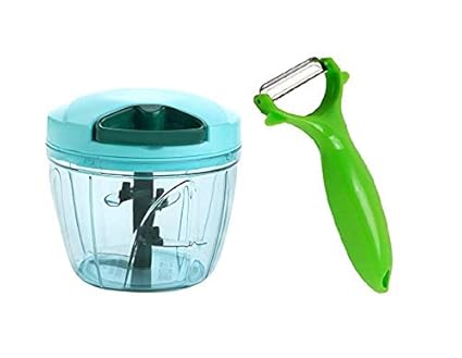 NOHUNT Handy Chopper 750ML for Chopping, Mincing and Whisking with 5 Stainless Steel Blades and Plastic Whisker and Universal Peeler - Stainless Steel Edge Kitchen Tool for Home & Professional Use