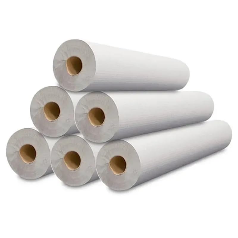 JMEDIS Rollo de papel camilla 70m | (Precortado 50 cm) CAJA 6 Unidades 1 CAPA ECO blanco