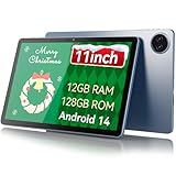 DigiLand 2025 Android 14 Tablet 11 inch Gaming Tablets,MediaTek Helio Octa-Core HD ISP Display Blue Android Tablet 12GB RAM+128GB Storage,Widevine L1,WiFi 6,7000mAh