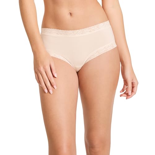 Jockey Women's Underwear Soft Stretch Lace Microfiber Hipster, Peach Ice, M