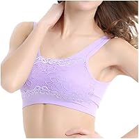 Algopix Similar Product 10 - Womens Lace Trim Sports Sleep Bra