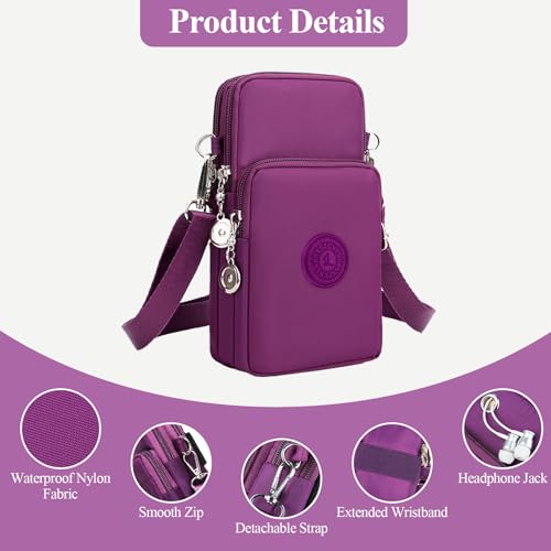 Image of WITERY Waterproof Nylon Cute Crossbody Cell Phone Purse Smartphone Wallet Bag for Women