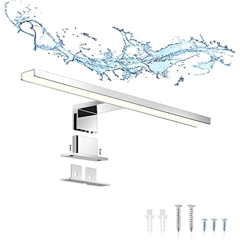 ERWEY 2 in 1 LED Spiegelleuchte IP44 Badleuchte Badlampe Neutralweiß Schminklicht Badezimmer 230V Schrankleuchte Spiegelschrank Aufbauleuchte Bad Klemmleuchte Wandleuchte (30cm 4000K 5W) Cover