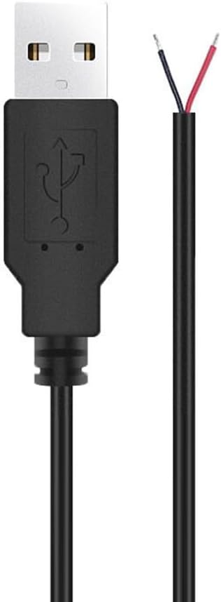 USB Open End Cable Power Supply Cable for Light Fan Driving Recorder 22AWG USB Male 2 Pin Bare Wire Charging