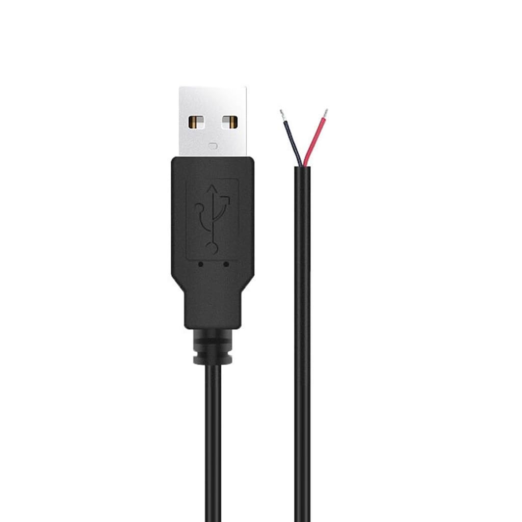 Tsophreniq 30cm/100cm/200cm Power Supply Cable 22AWG USB Male 2Pin Bare Wire 5V Charging Cord Extension Wire for LED Light