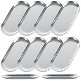 AKOLAFE 10PCS Stainless Steel Serving Tray Set Silver Platters for Serving Food Extra Small Metal Trays Decorative 7