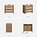 SICOTAS Night Stand Set of 2 - Rattan Nightstands with Type-C Charging Station, 2 Rattan Drawers - Boho Bed Side Tables End Table for Small Space - Natural Oak