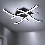 4-Light Dimmable LED Ceiling Light Modern, HUOKU 24W Curved Ceiling Light Fixture Black Flush Mount...