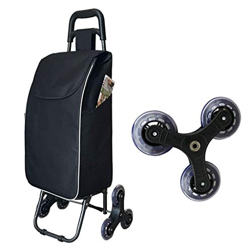 Carro multiusos plegable para compras y escaleras, marrón miniatura 2