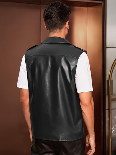 Image of Lars Amadeus Faux Leather Vest for Men's Motorcycle Biker Sleeveless Jacket Zipper Riding PU Vest