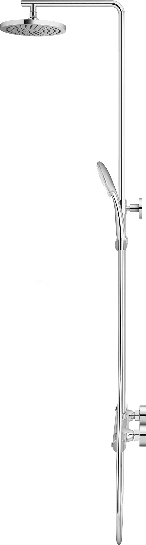 Jacob Delafon - Camille Termostatyczna bateria prysznicowa - okrągła głowica prysznicowa 20 cm - okrągła głowica prysznicowa 10,5 cm 3 strumienie - regulowane wieszaki mocujące - Chrome - E41454-CP