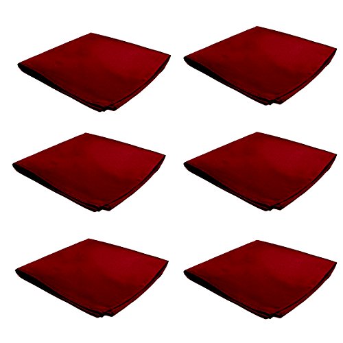 Mens Pocket Squares Handkerchief 6 PK Wedding Party Solid Color Handkerchiefs (Burgundy)