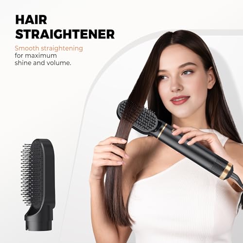 Image of 5 in ONE Hair Dryer Brush, Blow Dryer Curling Wand Hair Styling Tools Set, Ionic Hot Air Brush Round Brush Blow Dryer, Left&Right Styler 100-120V