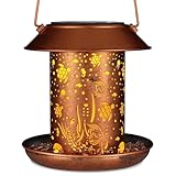 Solar Bird Feeder for Outdoors Sea Turtle Solar Lanterns Metal Waterproof Outside Wild Bird Feeders Birthday Gifts for Women Mom Grandma Outdoor Hanging Garden Decor Lights for Yard, Patio, Landscape