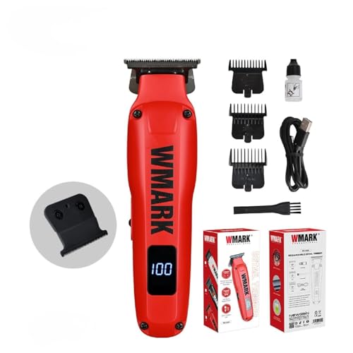 Image of WMARK NG-1205 Rechargeable Detail Trimmer, 9CR18 Stainless Steel Blade, 7000RPM Motor, 1200mAh Battery, USB-C Charging, Professional Cordless Trimmer runtime 180 min Red
