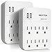 [2 Pack] BESTTEN 6-Outlet Wall Surge Protector (450 Joules), Multiple Outlet Extender with 2 USB Charging Ports (2.4A/Port, 3.1A Totally), ETL Certified, White