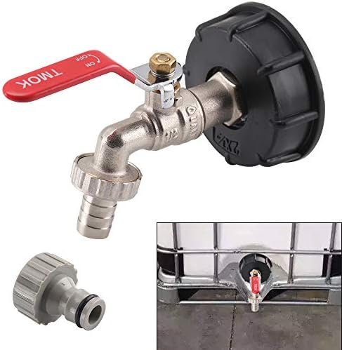 AllRight Water Tap with IBC Tank Adapter Tank Fittings Tote Tank Drain Adapter 1/2" S60X6 with Threaded Connector Replaceable Valve Fitting Brass Hose Connector