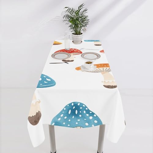 Nappe rectangulaire motif champignon rétro imperméable table