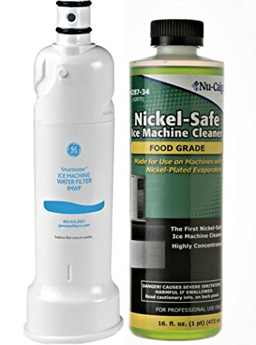 GE IMWF Ice Maker Filter + GE WX08X42870 Nickel Safe Ice Machine Cleaner