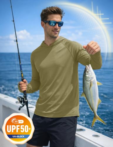 Image of KEFITEVD Men's Sun Hoodie Long Sleeve Fishing UPF 50+ SPF Quick Dry Shirts