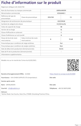 Grenlander - 225/55 R18 Tl 98H Icehawke I Bsw M+S 3PMSF – Pneumatici Invernali - 3