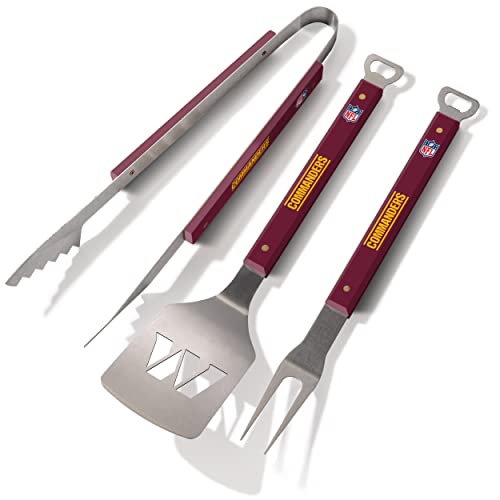 Image of YouTheFan NFL Washington Commanders Spirit Series 3 Piece BBQ Set | Includes Sportula Grill Spatula Tongs and Fork, 2 Bottle Openers Per Set, Team-Colored Composite Handles, Officially Licensed