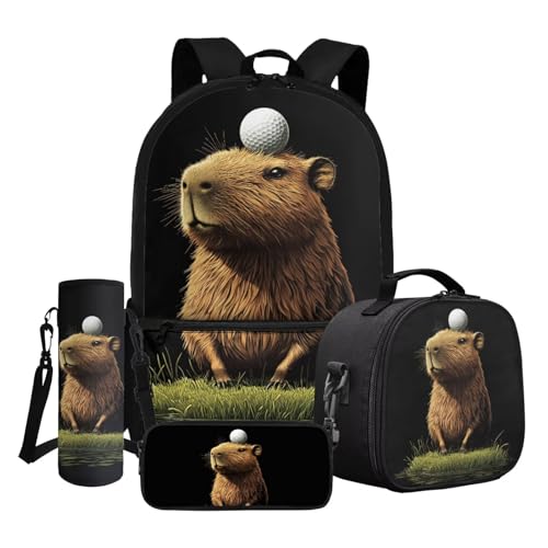 Sac à dos Capybara 4 en 1 avec trousse et sacs pour la rentrée scolaire des enfants