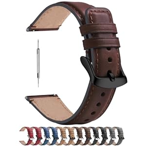 Uhrenarmband 20mm Leder für Samsung Watch 7/6/5/4 40mm 44mm,Huawei Watch 2/GT2 GT3 42mm /Garmin vivoactive 5,Dunkelbraun + Rauchgraue Hardware