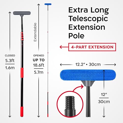 Image of Tyroler Professional Window Squeegee with Extension Pole 6-19 ft