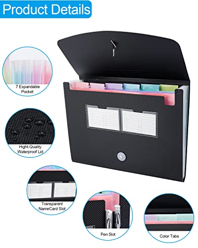 Maimis 2 Pcs Accordion File Organizer, 7 Pocket Expanding File Folder With Labels, A4 Letter Size Paper Document Storage Receipt Organizer Portable Accordian Filing Folder For Classroom, Home, Office #TOP2