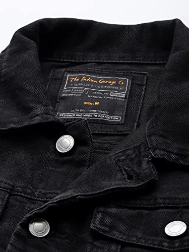 Image of The Indian Garage Co Men Slim Fit Solid Denim Trucker Jackets