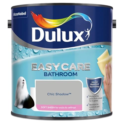 Chic Shadow Dulux Easycare Bathroom Soft Sheen Paint 2.5L – Moisture & Steam Resistant, Mould Protection, Washable Durable Finish for Bathroom Walls & Ceilings
