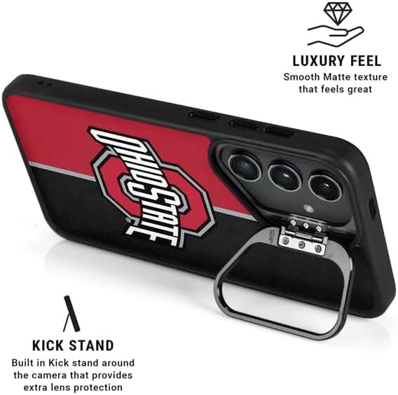 Skinit Kickstand Phone Case Compatible with Galaxy S24 Plus - Officially Licensed Ohio State University OSU Buckeyes Split Design