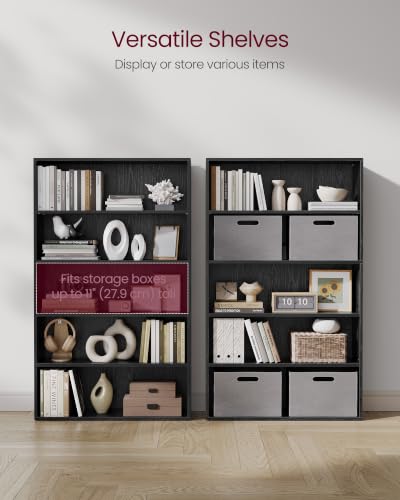 Image of VASAGLE Custos Collection - Bookshelf, 5-Tier Bookcase, Book Shelf, Open Storage Shelf, 9.4 x 31.5 x 52.5 Inches, for Living Room, Home Office, Dinning Room, Ebony Black ULBC175T56