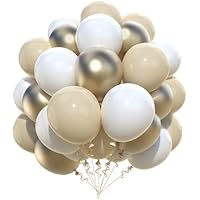 Globos Oro Blanco, 52pcs 12 pulgadas Globos de Cumpleaños Arena