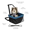 Kurgo Dog Booster Seat - Keeps Dogs Secure & Comfortable - Waterproof Exterior - Removable Washable Liner - Dog Car Seat with Harness Strap - Collapsible - Rover Style - Black/Blue