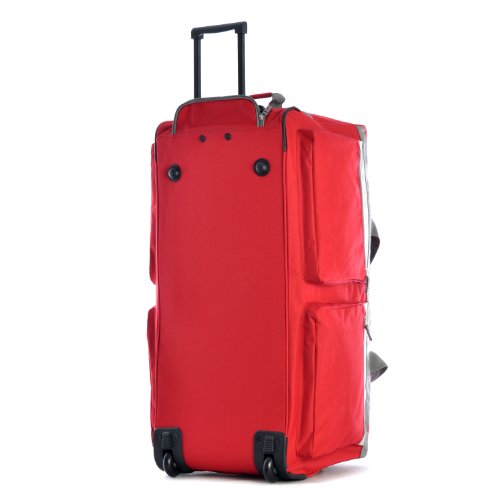 Olympia 8 Pocket Rolling Duffel Bag, Red, 33 inch