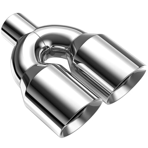 5 inch dual exhaust tip 5Inch Inlet 6inch outlet 17 Long Tail Pipe Double Wall Polished T304 Stainless Steel Exhaust Tip Diesel Tip for Pickup Trucks and Cars