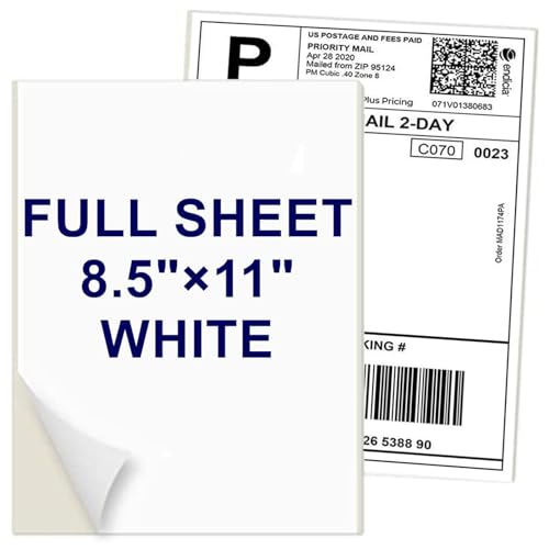 Coopaty Full Sheet Address Labels for Laser/Inkjet Printers, White, 8.5" x 11" Shipping Label, 1000 Labels