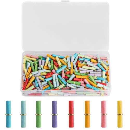 200 mini rollos de papel de pergamino, pequeños pergaminos de mensaje, papel de deseos de la suerte, coloridos rollos de deseos para escribir en botellas con anillos de metal para regalos de bricolaje