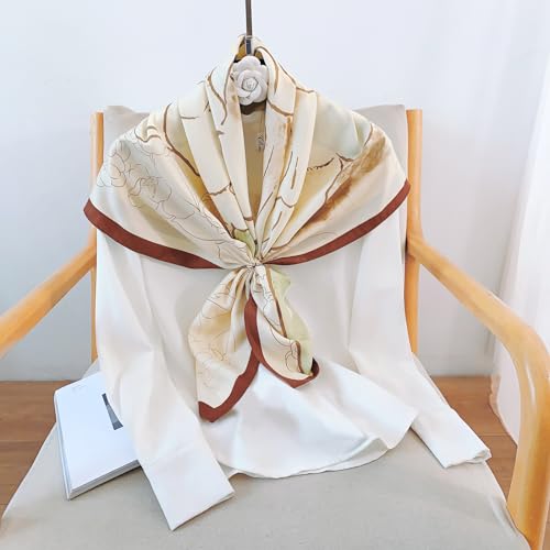 Image of Printed Poly Silken feel Scarf Stole for Women | Stylish, Soft, & Lightweight | Satin Feel Neck Scarf, Hair Scarf, Head Scarf for Women | Square Silk Stole for Handbag